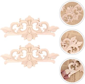 2 Stuks Hout Gesneden Onlay Houtsnijwerk Decal Meubels Deur Hout Decal