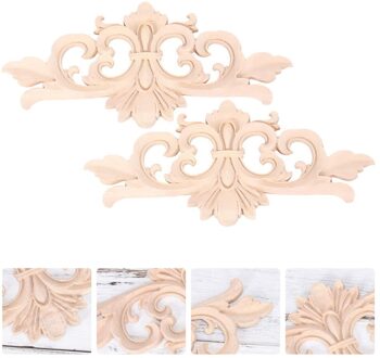 2 Stuks Hout Gesneden Onlay Houtsnijwerk Decal Meubels Deur Massief Hout Decal