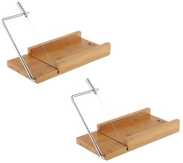 2 Stuks Hout Rvs Zeep Cutter Zeep Maken Craft Snijgereedschap Met Draad Snijmachine Voor Diy Kerst