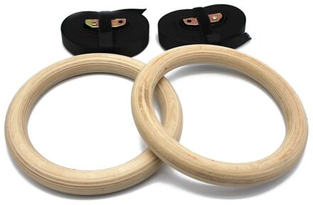 2 Stuks Houten Gymnastiek Ringen Home Fitness Pull Ups Krachttraining Cirkel Met Verstelbare Bandjes Gespen Indoor Crossfit