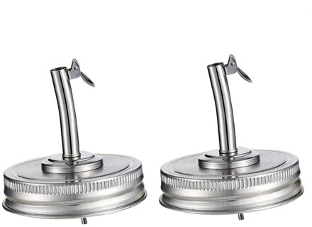 2 Stuks Jar Olie Uitloop Deksel Olie Schenktuit Dispenser Deksel Regelmatige Mond Olie Giet Deksel Met Caps Compatibel Met mason Jar