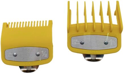 2 Stuks Kapper Styling Gids Kam Set Olie Hoofd Haar Trimmer Attachment Kapper Clipper Grenzen Kam geel