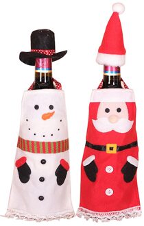 2 Stuks Kerst Wijnfles Set Voor Kerst Diner Wijnproeverij Partij Tafeldecoraties