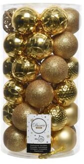 2 stuks Kerstbal glans mix dia6cm licht goud Geel