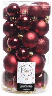 2 stuks Kerstbal plastic gl-mt-glitter assorted ossenbloed Rood