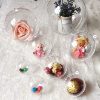 2 Stuks Kerstboom Toppers Christmas Party Decor Ornament Diy Transparante Plastic Bal Hart Soort Dozen Home Decor hart 80mm