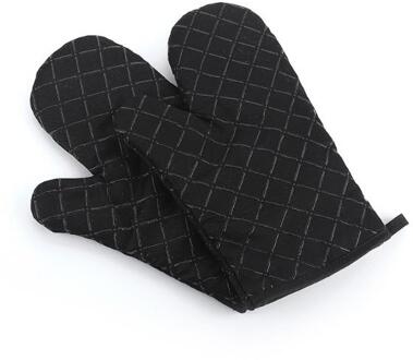2 Stuks Keuken Ovenwanten Met Antislip Siliconen Gedrukt Katoenen Handschoen 1 Paar Hittebestendige Koken Bakken grillen Gereedschap zwart