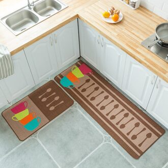 2 Stuks Keuken Vloermat Deurmat Voet Mat Thuis Balkon Tapijt Strip Type Antislip Olie En Water absorptie Mat lepel cup