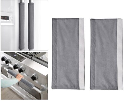 2 Stuks Koelkast Deurklink Cover Keuken Apparaat Decor Handgrepen Antislip Protector Handschoenen Koelkast Oven Schoon Te Houden grijs
