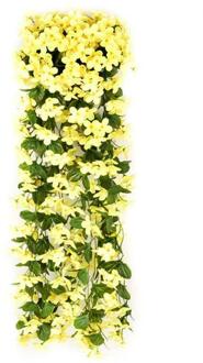 2 Stuks Kunstmatige Violet-Opknoping Bloemen Wijnstokken Planten Kleurrijke Wedding Party Home Garden Indoor Outdoor Decor Plantas Artificiales geel