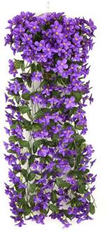 2 Stuks Kunstmatige Violet-Opknoping Bloemen Wijnstokken Planten Kleurrijke Wedding Party Home Garden Indoor Outdoor Decor Plantas Artificiales paars en blauw