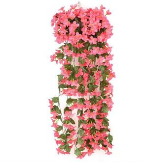 2 Stuks Kunstmatige Violet-Opknoping Bloemen Wijnstokken Planten Kleurrijke Wedding Party Home Garden Indoor Outdoor Decor Plantas Artificiales roos rood