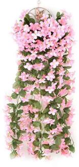 2 Stuks Kunstmatige Violet-Opknoping Bloemen Wijnstokken Planten Kleurrijke Wedding Party Home Garden Indoor Outdoor Decor Plantas Artificiales Roze