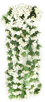 2 Stuks Kunstmatige Violet-Opknoping Bloemen Wijnstokken Planten Kleurrijke Wedding Party Home Garden Indoor Outdoor Decor Plantas Artificiales wit