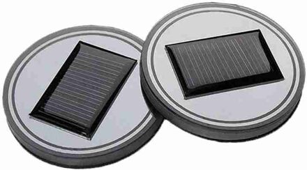 2 Stuks Led Auto Coaster Licht Solar Lichtgevende Cup Pad Mat Waterdichte Auto Interieur Blauw Sfeer Lamp Antislip fles Houder