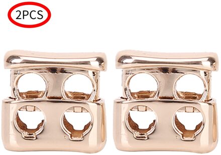 2 Stuks Lichtmetalen Cuboid Cord Lock Stopper 4Mm Gaten Metalen Stopper Cord Lock Bean Toggle Clip Kleding Schoenveter Sportkleding accessoires goud