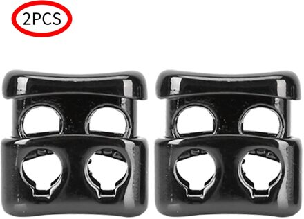 2 Stuks Lichtmetalen Cuboid Cord Lock Stopper 4Mm Gaten Metalen Stopper Cord Lock Bean Toggle Clip Kleding Schoenveter Sportkleding accessoires licht zwart