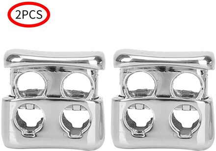 2 Stuks Lichtmetalen Cuboid Cord Lock Stopper 4Mm Gaten Metalen Stopper Cord Lock Bean Toggle Clip Kleding Schoenveter Sportkleding accessoires zilver