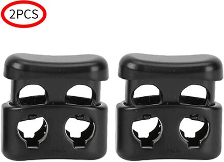 2 Stuks Lichtmetalen Cuboid Cord Lock Stopper 4Mm Gaten Metalen Stopper Cord Lock Bean Toggle Clip Kleding Schoenveter Sportkleding accessoires zwart