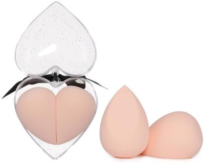 2 Stuks Make-Up Spons Foundation Concealer Poederdons Glad Gezicht Makeup Beauty Tools Schoonheid Ei Bladerdeeg roze