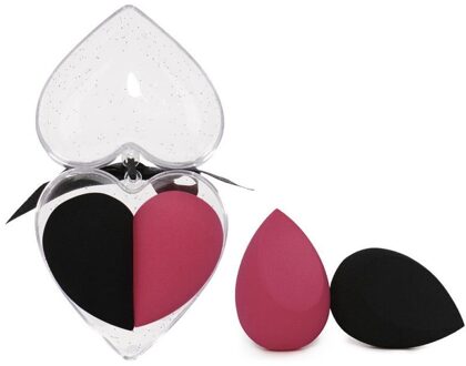 2 Stuks Make-Up Spons Foundation Concealer Poederdons Glad Gezicht Makeup Beauty Tools Schoonheid Ei Bladerdeeg zwart rood