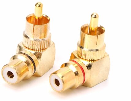 2 Stuks Messing Rca Haakse Man-vrouw Vergulde Connector 90 Graden Adapters Connectoren