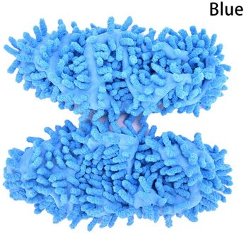 2 Stuks Micro Fluwelen Schoenen Clearn Doek Schoenen Dekken Mop Thuis Floor Cleaning Slipper Chenille Fiber Schoenen Covers Slepen Mop Blauw