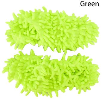 2 Stuks Micro Fluwelen Schoenen Clearn Doek Schoenen Dekken Mop Thuis Floor Cleaning Slipper Chenille Fiber Schoenen Covers Slepen Mop groen