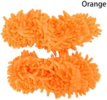 2 Stuks Micro Fluwelen Schoenen Clearn Doek Schoenen Dekken Mop Thuis Floor Cleaning Slipper Chenille Fiber Schoenen Covers Slepen Mop Oranje