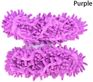 2 Stuks Micro Fluwelen Schoenen Clearn Doek Schoenen Dekken Mop Thuis Floor Cleaning Slipper Chenille Fiber Schoenen Covers Slepen Mop Paars