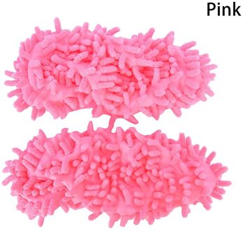 2 Stuks Micro Fluwelen Schoenen Clearn Doek Schoenen Dekken Mop Thuis Floor Cleaning Slipper Chenille Fiber Schoenen Covers Slepen Mop Roze