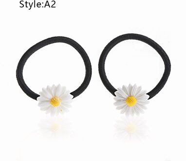 2 Stuks Mini Daisy Haar Clip Paardenstaart Bobby Pins Houder Elastische Touw Hoofddeksels Meisjes Haar Ring Haar Ornament Accessoires 2stk A2