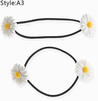 2 Stuks Mini Daisy Haar Clip Paardenstaart Bobby Pins Houder Elastische Touw Hoofddeksels Meisjes Haar Ring Haar Ornament Accessoires 2stk A3