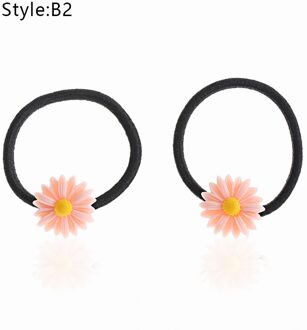 2 Stuks Mini Daisy Haar Clip Paardenstaart Bobby Pins Houder Elastische Touw Hoofddeksels Meisjes Haar Ring Haar Ornament Accessoires 2stk B2
