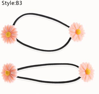 2 Stuks Mini Daisy Haar Clip Paardenstaart Bobby Pins Houder Elastische Touw Hoofddeksels Meisjes Haar Ring Haar Ornament Accessoires 2stk B3