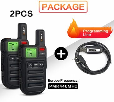 2 Stuks Mini Frs Walkie Talkie PMR446 Radio Vox Handsfree Twee Manier Radio Met Trillingen Draadloze Klonen PMR-kabel