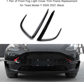 2 Stuks Mistlamp Cover Wenkbrauwen Cover Trim Frame Vervanging Voor Tesla Model Y Koolstofvezel Auto styling zwart