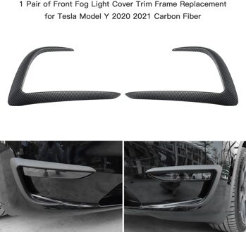 2 Stuks Mistlamp Cover Wenkbrauwen Cover Trim Frame Vervanging Voor Tesla Model Y Koolstofvezel Auto styling