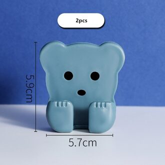 2 Stuks Muur Opslag Haak Punch-Gratis Stekker Socket Houder Keuken Stealth Haak Muur Lijm Hanger Badkamer Lijm hanger Blauw