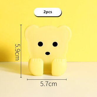 2 Stuks Muur Opslag Haak Punch-Gratis Stekker Socket Houder Keuken Stealth Haak Muur Lijm Hanger Badkamer Lijm hanger geel