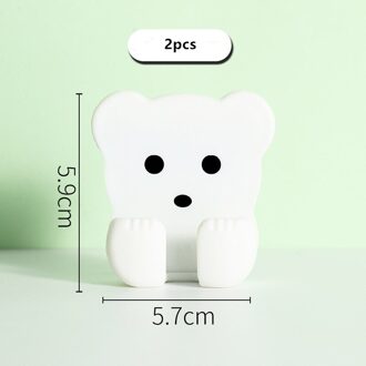 2 Stuks Muur Opslag Haak Punch-Gratis Stekker Socket Houder Keuken Stealth Haak Muur Lijm Hanger Badkamer Lijm hanger wit