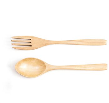 2 Stuks Natuurlijke Houten Lepel & Vork Diner Kit Rice Soepen Gebruiksvoorwerp Granen Handgemaakte Thuis Kicthen Servies Servies Bestek