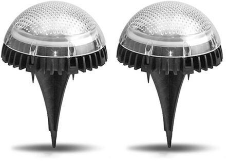 2 Stuks Ondergrondse Lampen 8 Led Begraven Solar Tuin Waterdichte Outdoor Yard Wandlamp Floor Gazon Lamp Wit Licht Warm licht