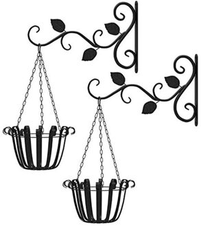 2 Stuks Opknoping Mand Beugels Plant Haak Metalen Outdoor Tuin Zware Muur Haak Voor Lantaarns Smeedijzeren Beugel
