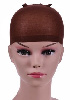 2 Stuks/pak Beste Deluxe Haar Pruik Cap Haarnetjes Voor Weave Stretch Mesh Pruik Cap Voor Het Maken Pruiken Haar care Styling bruin A 2 stukken