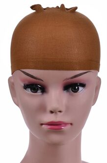 2 Stuks/pak Beste Deluxe Haar Pruik Cap Haarnetjes Voor Weave Stretch Mesh Pruik Cap Voor Het Maken Pruiken Haar care Styling bruin B 2 stukken