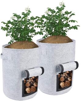 2 Stuks Plant Grow Bag Aardappel Groeien Zakken Planten Niet-geweven Tuinieren Plantaardige Planter Tas Grenhouse Tuin Zak gereedschap grijs