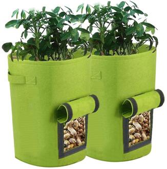 2 Stuks Plant Grow Bag Aardappel Groeien Zakken Planten Niet-geweven Tuinieren Plantaardige Planter Tas Grenhouse Tuin Zak gereedschap groen