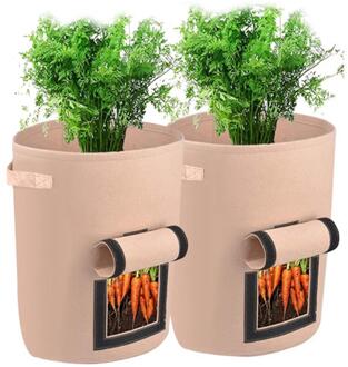 2 Stuks Plant Grow Bag Aardappel Groeien Zakken Planten Niet-geweven Tuinieren Plantaardige Planter Tas Grenhouse Tuin Zak gereedschap khaki