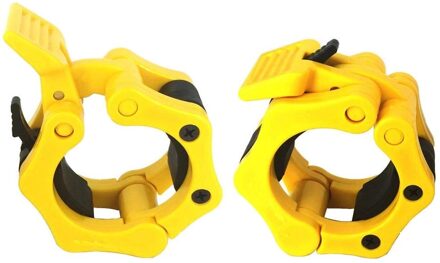 2 Stuks Plastic 50Mm Locking Spin Clip Draagbare Barbell Klemmen Krachttraining Gewichtheffen Bar Kragen Gym Fitness Workout geel